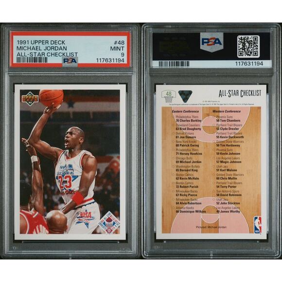 1991 Upper Deck Michael Jordan PSA 9 MINT #48 Chicago Bulls Basketball Card - Picture 1 of 3